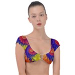 Fractal Spiral Bright Colors Cap Sleeve Ring Bikini Top