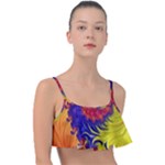 Fractal Spiral Bright Colors Frill Bikini Top