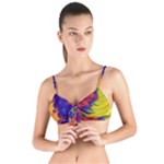 Fractal Spiral Bright Colors Tie Up Cut Bikini Top