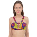 Fractal Spiral Bright Colors Cage Up Bikini Top