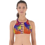 Fractal Spiral Bright Colors Perfectly Cut Out Bikini Top