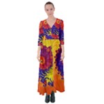 Fractal Spiral Bright Colors Button Up Maxi Dress