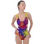 Fractal Spiral Bright Colors Side Cut Out Swimsuit