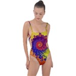 Fractal Spiral Bright Colors Tie Strap One Piece Swimsuit