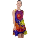 Fractal Spiral Bright Colors Frill Swing Dress