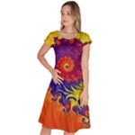 Fractal Spiral Bright Colors Classic Short Sleeve Dress