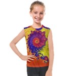 Fractal Spiral Bright Colors Kids  Mesh Tank Top