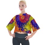 Fractal Spiral Bright Colors Mock Neck Tee