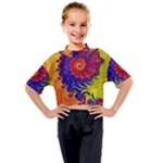 Fractal Spiral Bright Colors Kids Mock Neck Tee