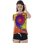 Fractal Spiral Bright Colors Short Sleeve Open Back Tee