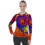 Fractal Spiral Bright Colors Women s Pique Long Sleeve Tee