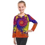 Fractal Spiral Bright Colors Kids  Long Mesh Tee