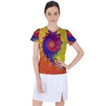 Fractal Spiral Bright Colors Women s Sports Top