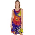 Fractal Spiral Bright Colors Knee Length Skater Dress With Pockets