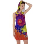 Fractal Spiral Bright Colors Racer Back Hoodie Dress