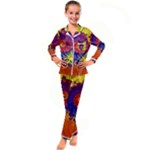 Fractal Spiral Bright Colors Kid s Satin Long Sleeve Pajamas Set