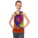 Fractal Spiral Bright Colors Kids  Sleeveless Hoodie