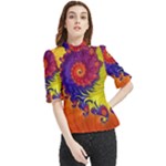 Fractal Spiral Bright Colors Frill Neck Blouse