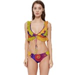 Fractal Spiral Bright Colors Low Cut Ruffle Edge Bikini Set