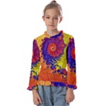 Fractal Spiral Bright Colors Kids  Frill Detail Tee