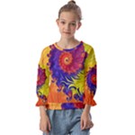 Fractal Spiral Bright Colors Kids  Cuff Sleeve Top