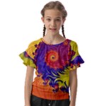 Fractal Spiral Bright Colors Kids  Cut Out Flutter Sleeves