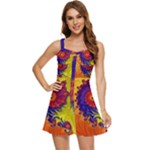 Fractal Spiral Bright Colors Ruffle Edge Bra Cup Chiffon Mini Dress