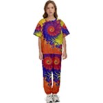 Fractal Spiral Bright Colors Kids  Tee and Pants Sports Set