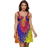 Fractal Spiral Bright Colors Ruffle Strap Babydoll Chiffon Dress