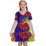 Fractal Spiral Bright Colors Kids  Short Sleeve Tiered Mini Dress