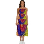 Fractal Spiral Bright Colors Sleeveless Shoulder Straps Boho Dress