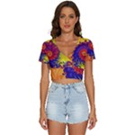 Fractal Spiral Bright Colors V-Neck Crop Top