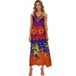 Fractal Spiral Bright Colors V-Neck Sleeveless Loose Fit Overalls