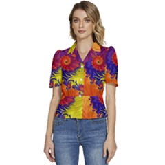 Puffed Short Sleeve Button Up Jacket 