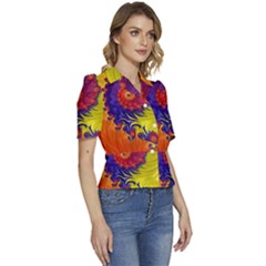 Puffed Short Sleeve Button Up Jacket 