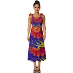 Fractal Spiral Bright Colors Tie-Strap Tiered Midi Chiffon Dress