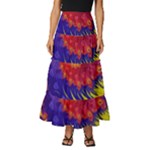 Fractal Spiral Bright Colors Tiered Ruffle Maxi Skirt