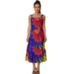 Fractal Spiral Bright Colors Square Neckline Tiered Midi Dress