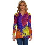 Fractal Spiral Bright Colors Long Sleeve Drawstring Hooded Top