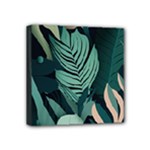 Green Nature Bohemian Painting Leaves Foliage Mini Canvas 4  x 4  (Stretched)