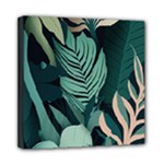 Green Nature Bohemian Painting Leaves Foliage Mini Canvas 8  x 8  (Stretched)