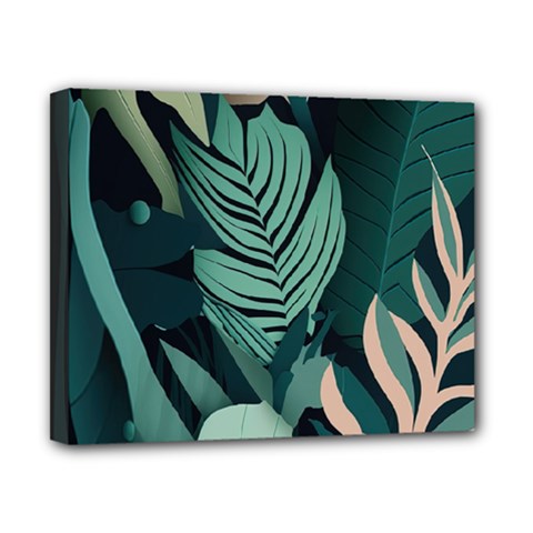 Green Nature Bohemian Painting Leaves Foliage Canvas 10  x 8  (Stretched) from ArtsNow.com