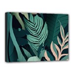 Green Nature Bohemian Painting Leaves Foliage Canvas 16  x 12  (Stretched)