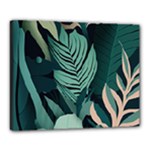 Green Nature Bohemian Painting Leaves Foliage Canvas 20  x 16  (Stretched)