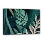 Green Nature Bohemian Painting Leaves Foliage Canvas 18  x 12  (Stretched)