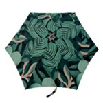 Green Nature Bohemian Painting Leaves Foliage Mini Folding Umbrellas