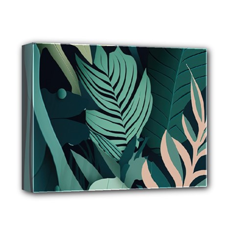 Green Nature Bohemian Painting Leaves Foliage Deluxe Canvas 14  x 11  (Stretched) from ArtsNow.com