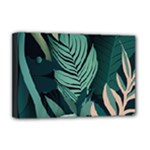 Green Nature Bohemian Painting Leaves Foliage Deluxe Canvas 18  x 12  (Stretched)