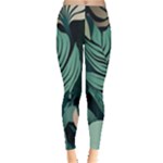 Green Nature Bohemian Painting Leaves Foliage Leggings 