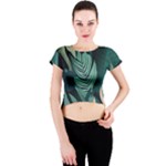 Green Nature Bohemian Painting Leaves Foliage Crew Neck Crop Top